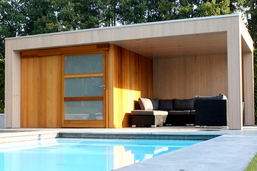 Pool House en bois SOFIA 2 en version 5 m - 6 m - 7 m - 8 m x 2.50 m - 3 m - 4 m
