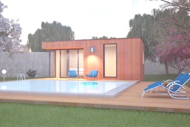 Pool house en bois SOFIA 9 en version 5 m - 6 m - 7 m - 8 m x 2.50 m - 3 m - 4 m
